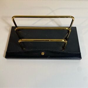Vintage Goldpfeil Sport Arrow Black Leather Base Gold Letter Holder West Germany